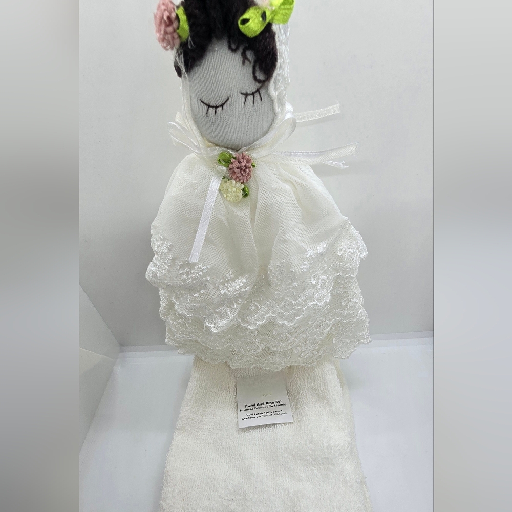 Towel and ring set cotton in white color